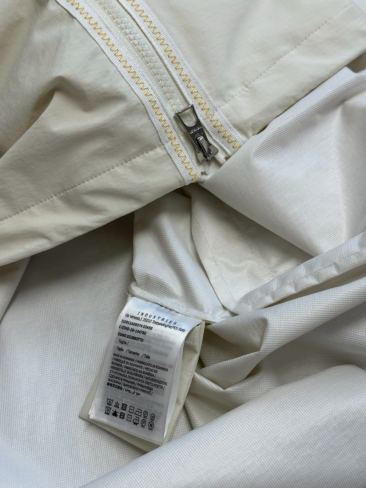 Cream Nylon Plain Hooded - Men's