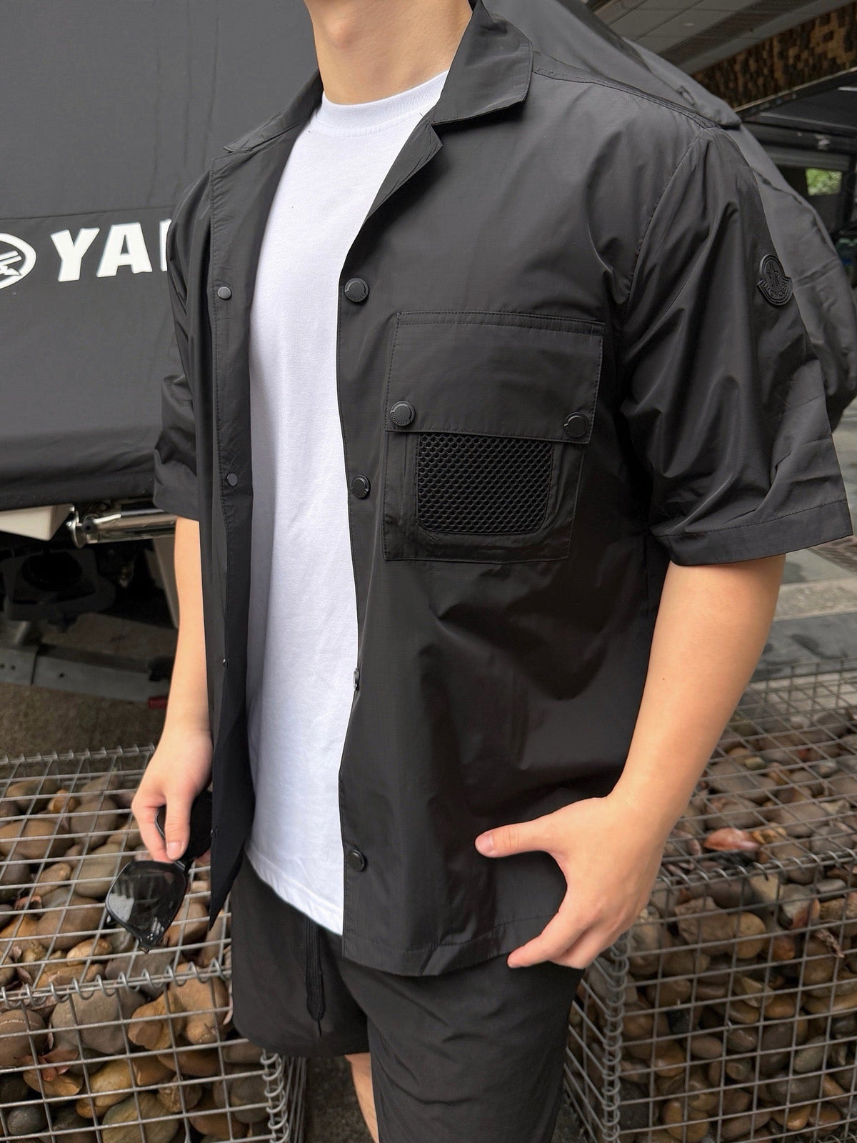 Olive Nylon Pocket Short-Sleeve - Men's