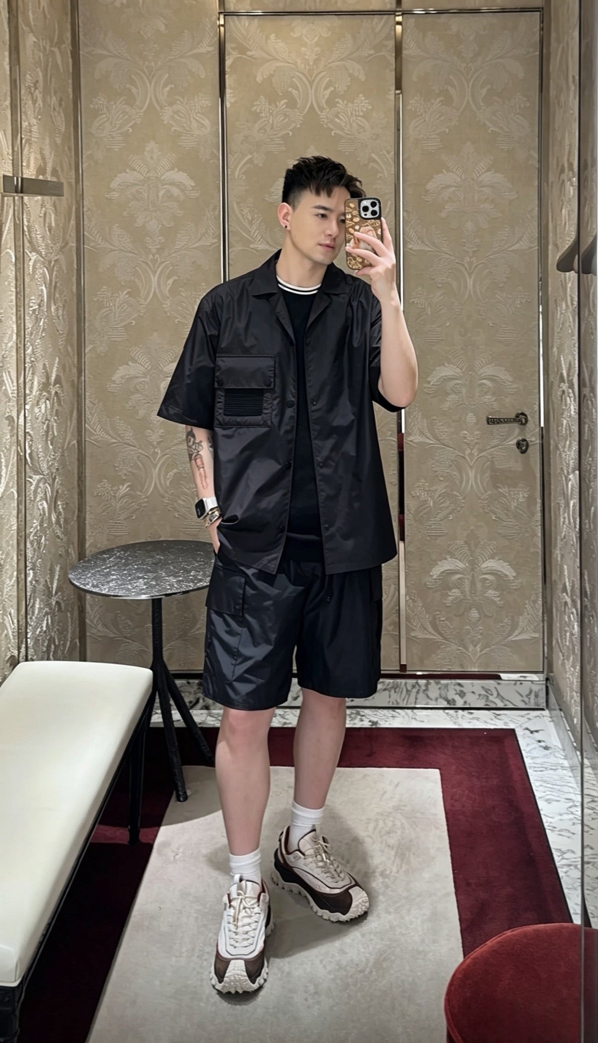 Olive Nylon Plain Cargo - Men's