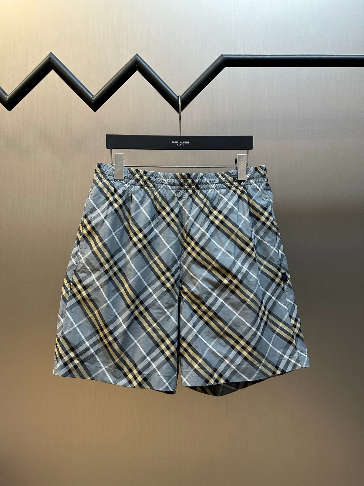 Blue Cotton Check Drawstring - Men's