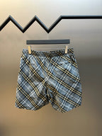 Blue Cotton Check Drawstring - Men's