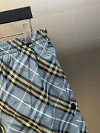 Blue Cotton Check Drawstring - Men's
