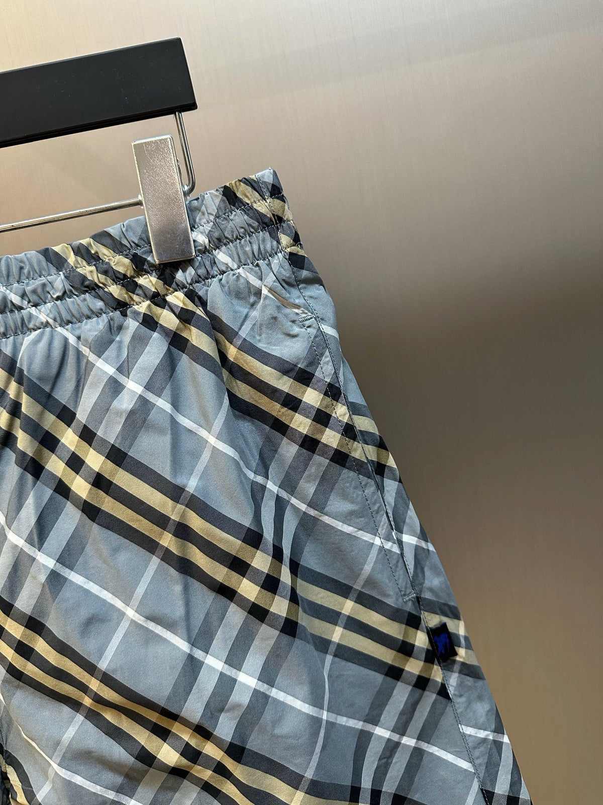 Blue Cotton Check Drawstring - Men's