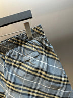 Blue Cotton Check Drawstring - Men's