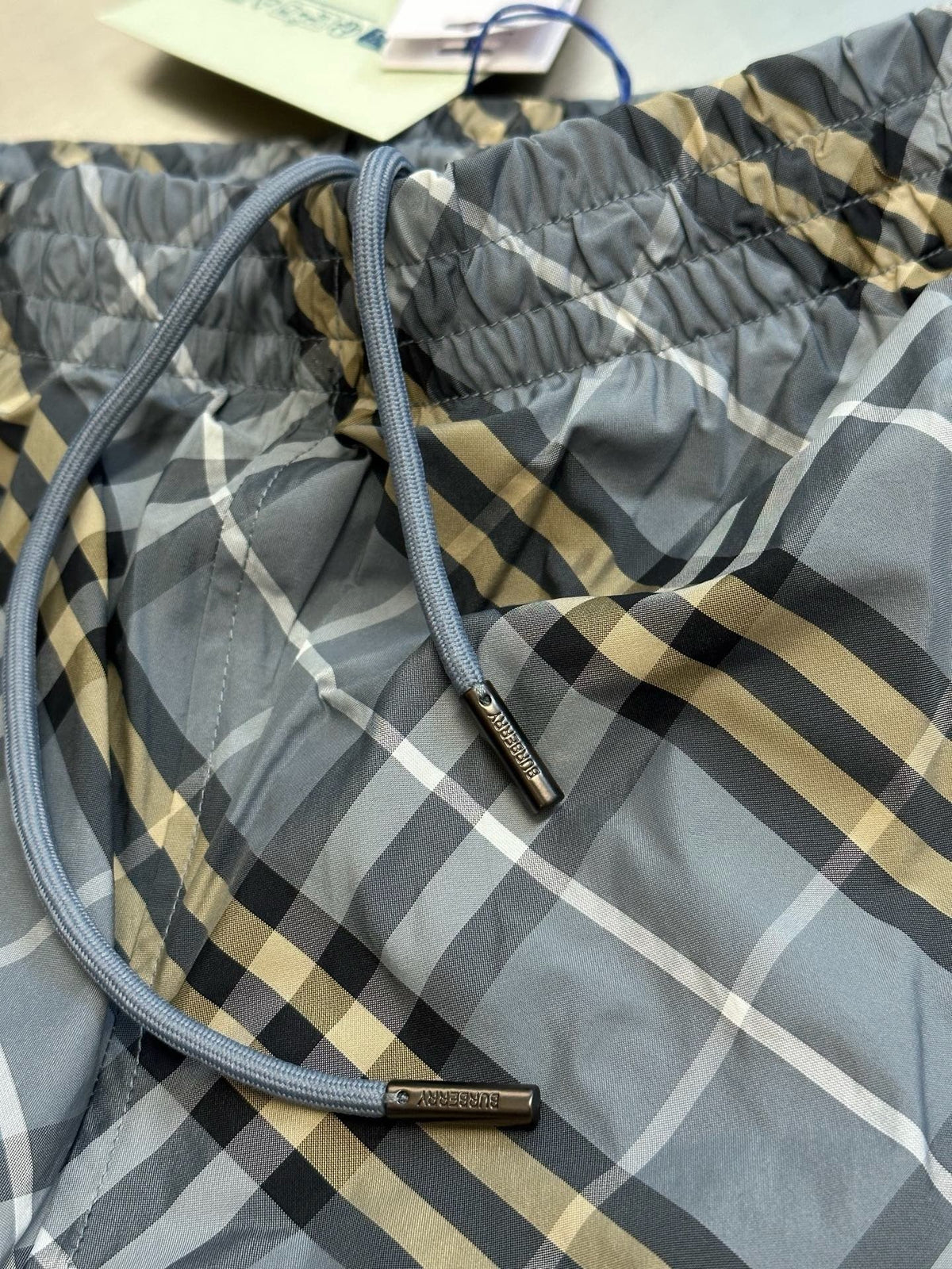Blue Cotton Check Drawstring - Men's