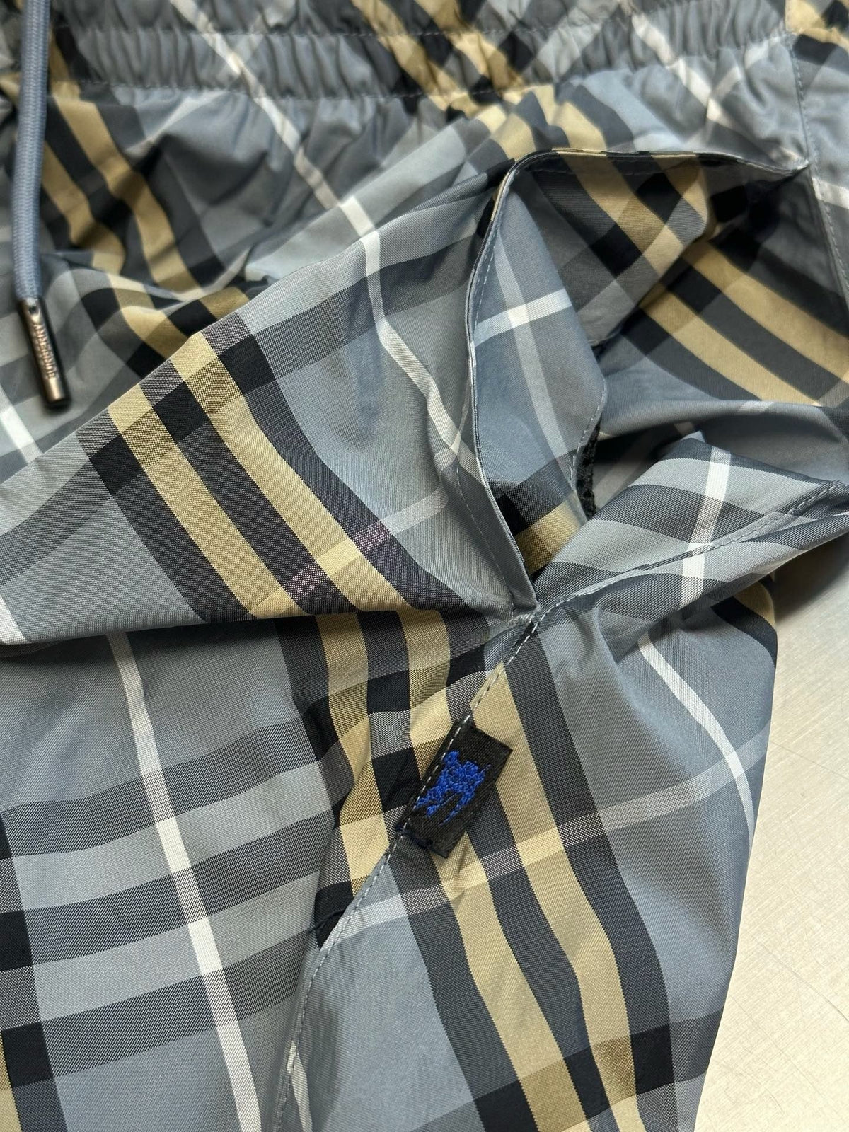 Blue Cotton Check Drawstring - Men's