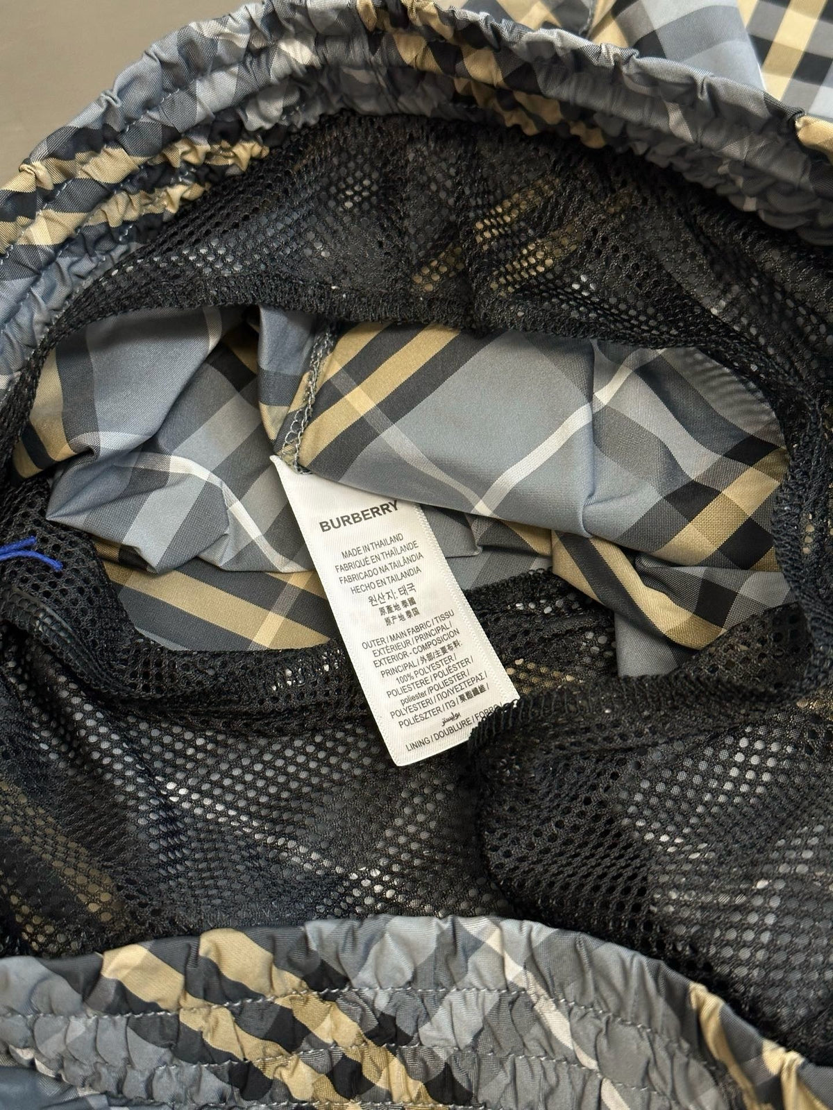 Blue Cotton Check Drawstring - Men's