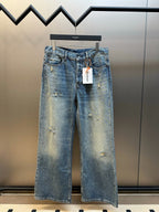 Blue Denim Faded Wide-Leg - Men's