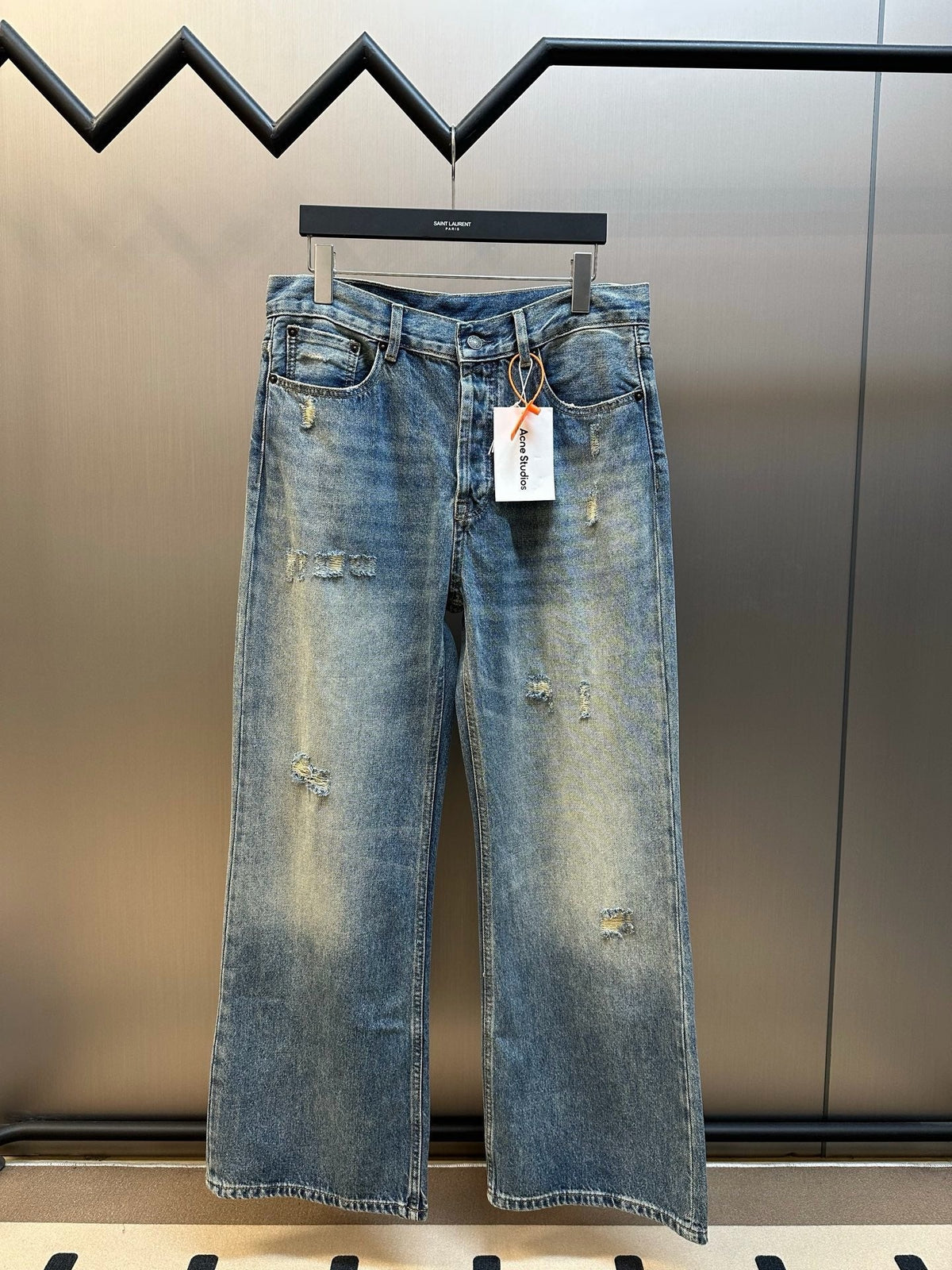 Blue Denim Faded Wide-Leg - Men's