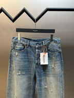 Blue Denim Faded Wide-Leg - Men's