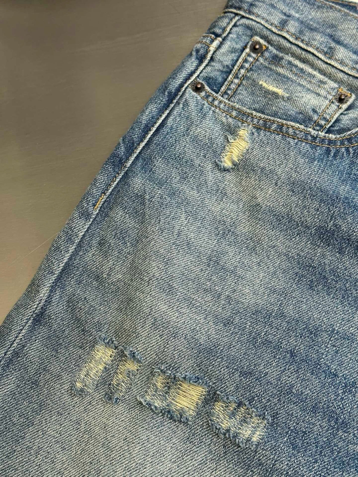 Blue Denim Faded Wide-Leg - Men's