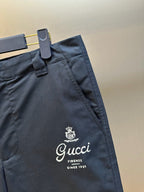 Navy Cotton Embroidered Straight - Men's