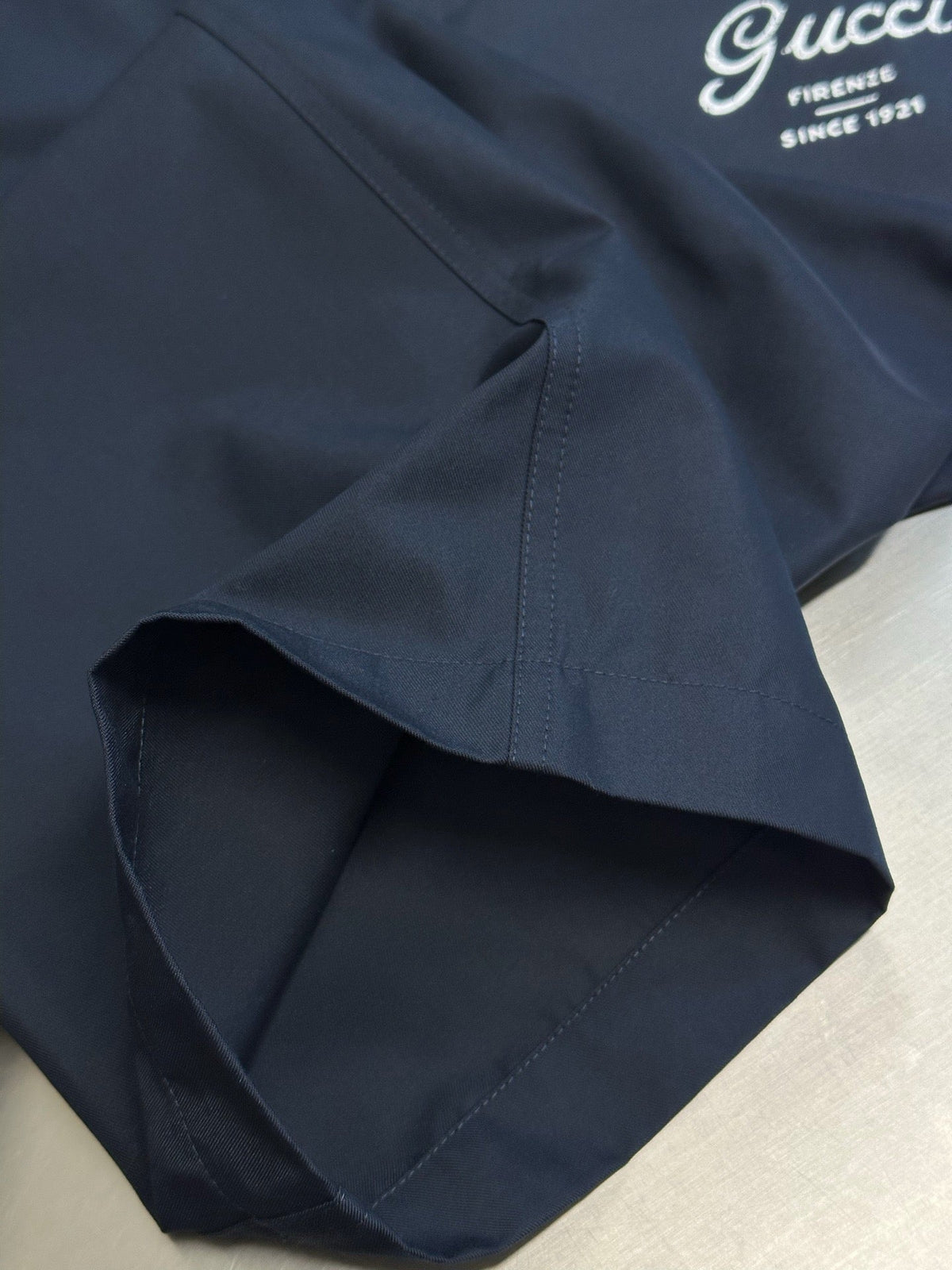 Navy Cotton Embroidered Straight - Men's