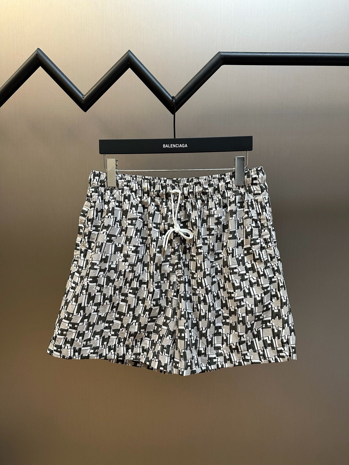 White Nylon Monogram Print Swim - Men's