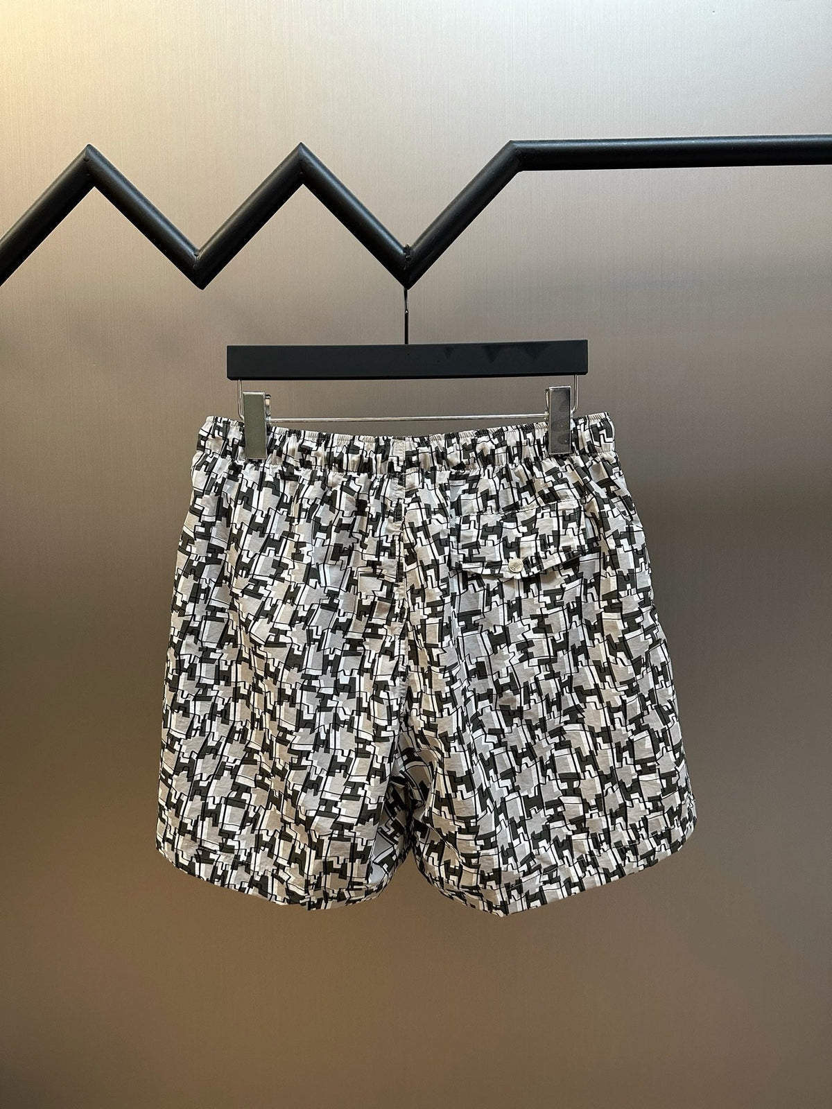 White Nylon Monogram Print Swim - Men's