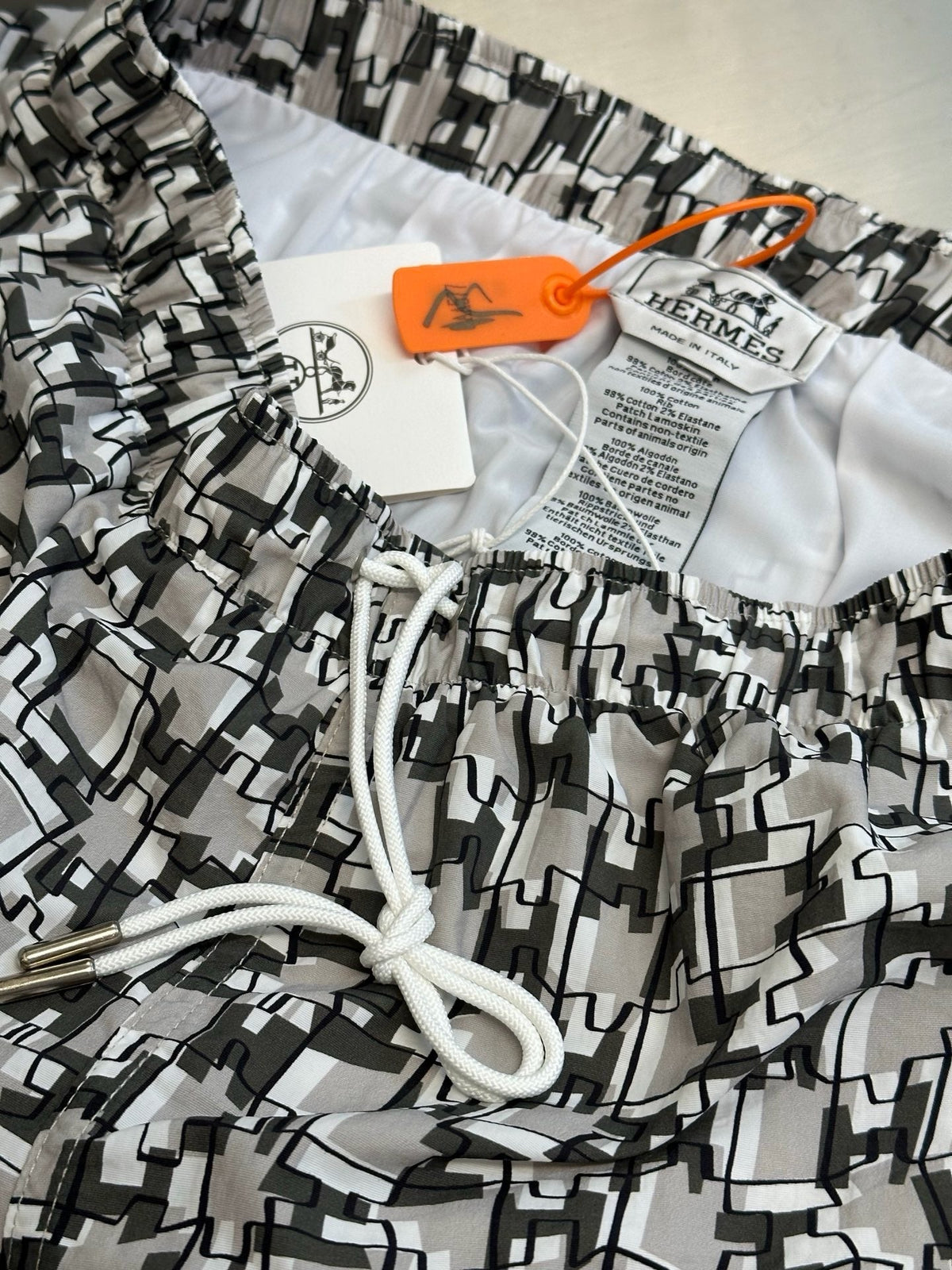 White Nylon Monogram Print Swim - Men's