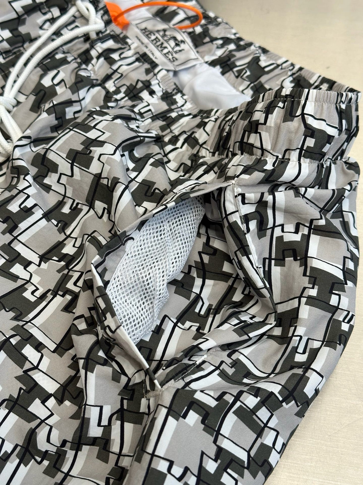 White Nylon Monogram Print Swim - Men's