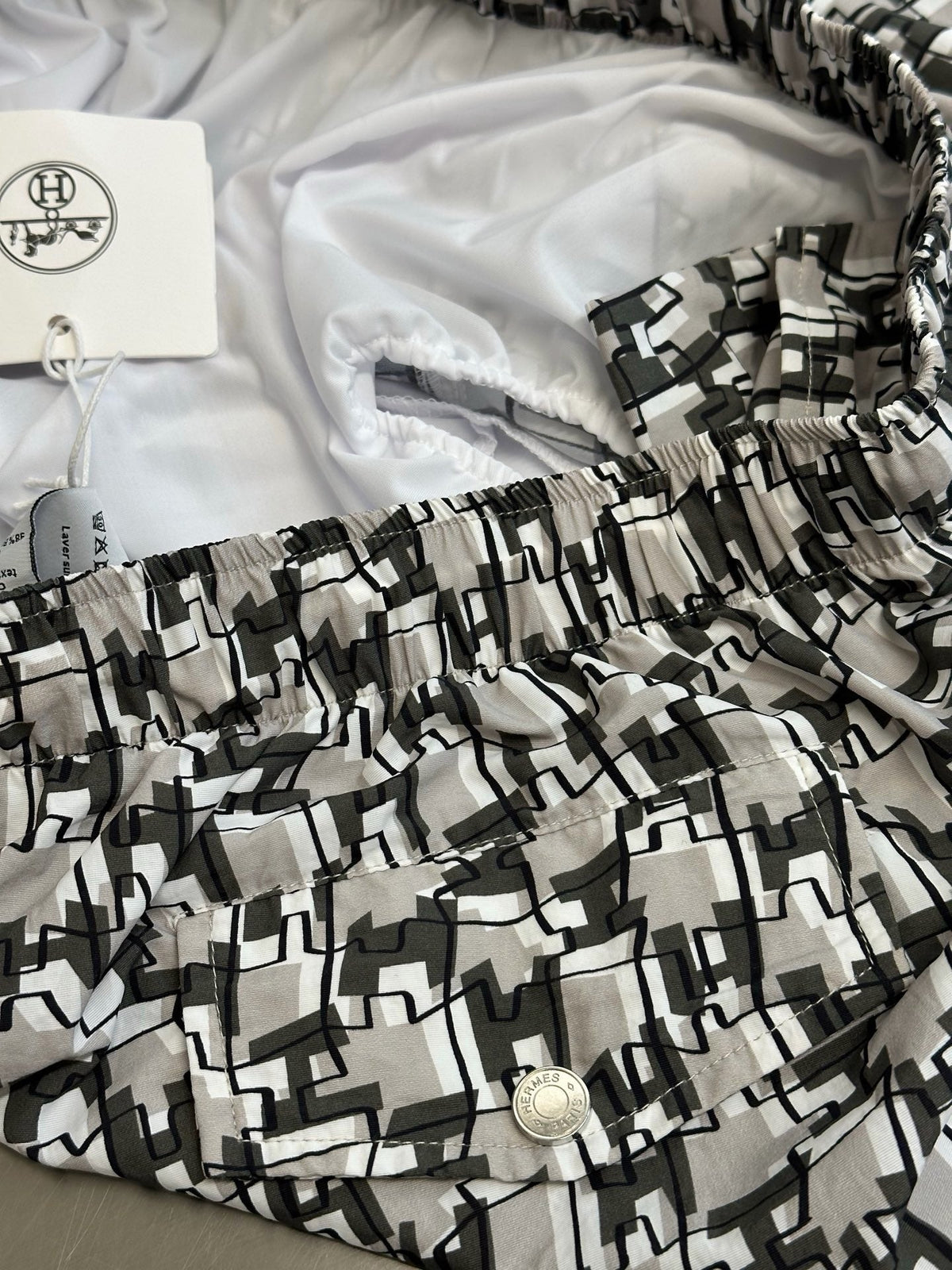 White Nylon Monogram Print Swim - Men's