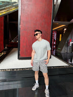 White Nylon Monogram Print Swim - Men's