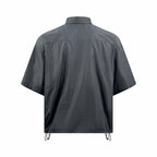 Black Nylon Short-Sleeve Shirt Jacket - Men's
