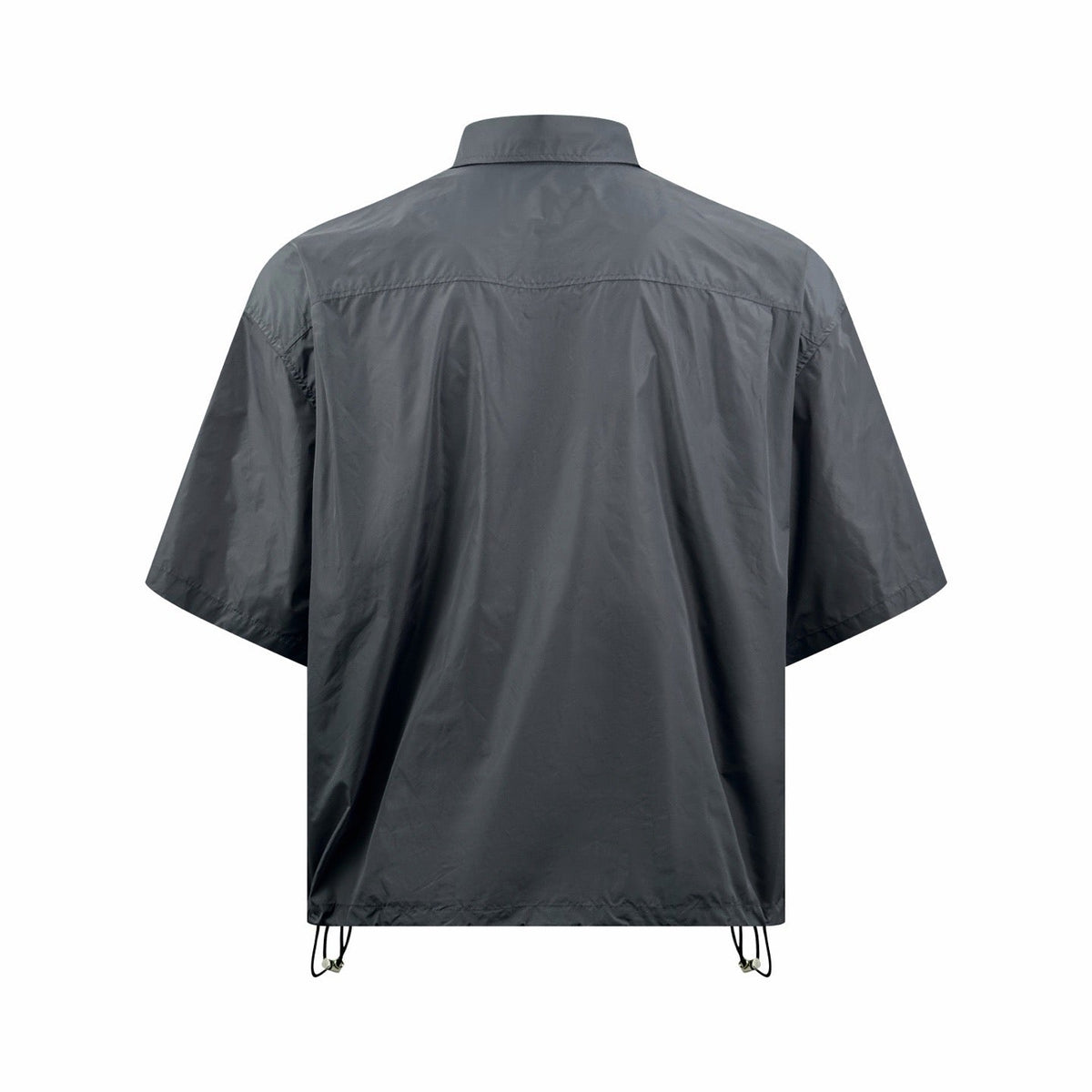 Black Nylon Short-Sleeve Shirt Jacket - Men's