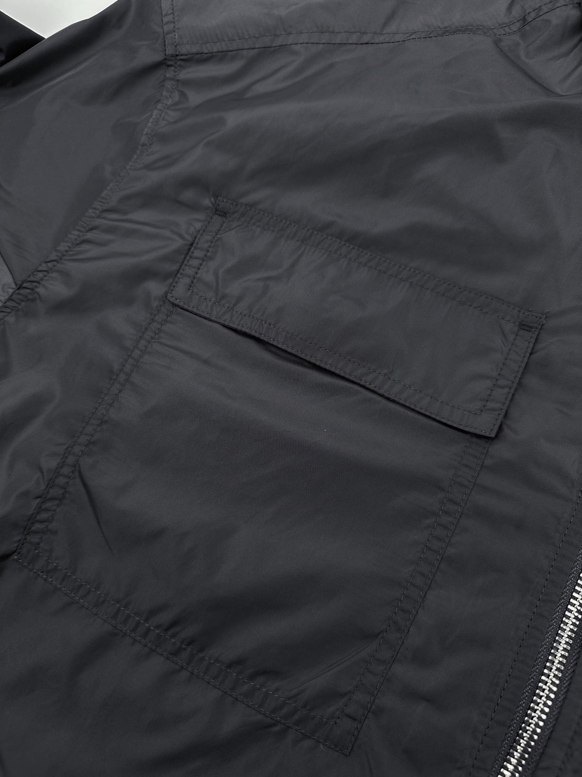 Black Nylon Short-Sleeve Shirt Jacket - Men's