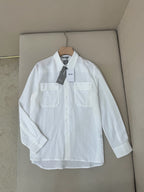 White Cotton Twin Pocket Long-Sleeve - Men's