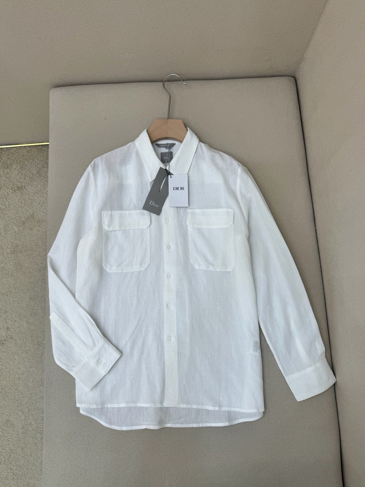 White Cotton Twin Pocket Long-Sleeve - Men's