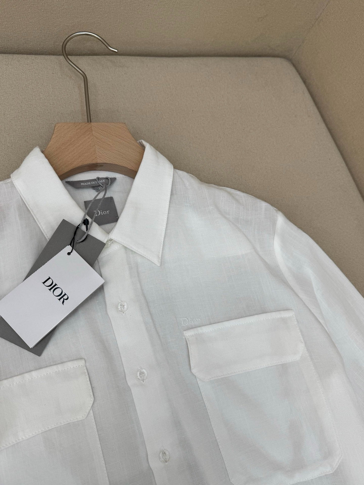 White Cotton Twin Pocket Long-Sleeve - Men's