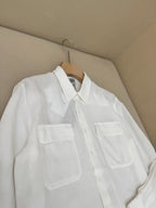 White Cotton Twin Pocket Long-Sleeve - Men's