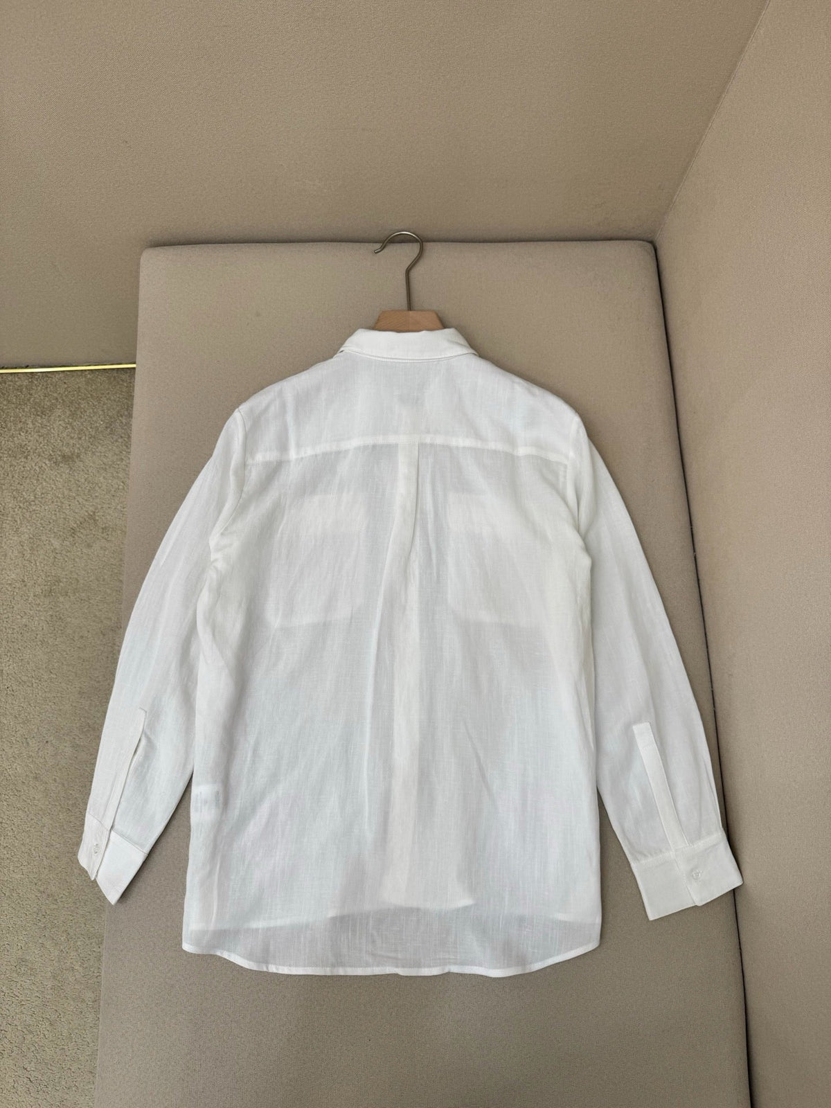 White Cotton Twin Pocket Long-Sleeve - Men's
