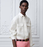 White Cotton Twin Pocket Long-Sleeve - Men's