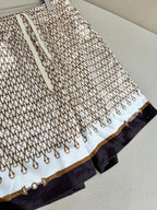 Cream Cotton Monogram Print Drawstring - Men's