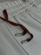 Cream Cotton Pleated Drawstring - Men's