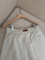 Cream Cotton Pleated Drawstring - Men's