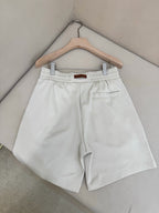 Cream Cotton Pleated Drawstring - Men's