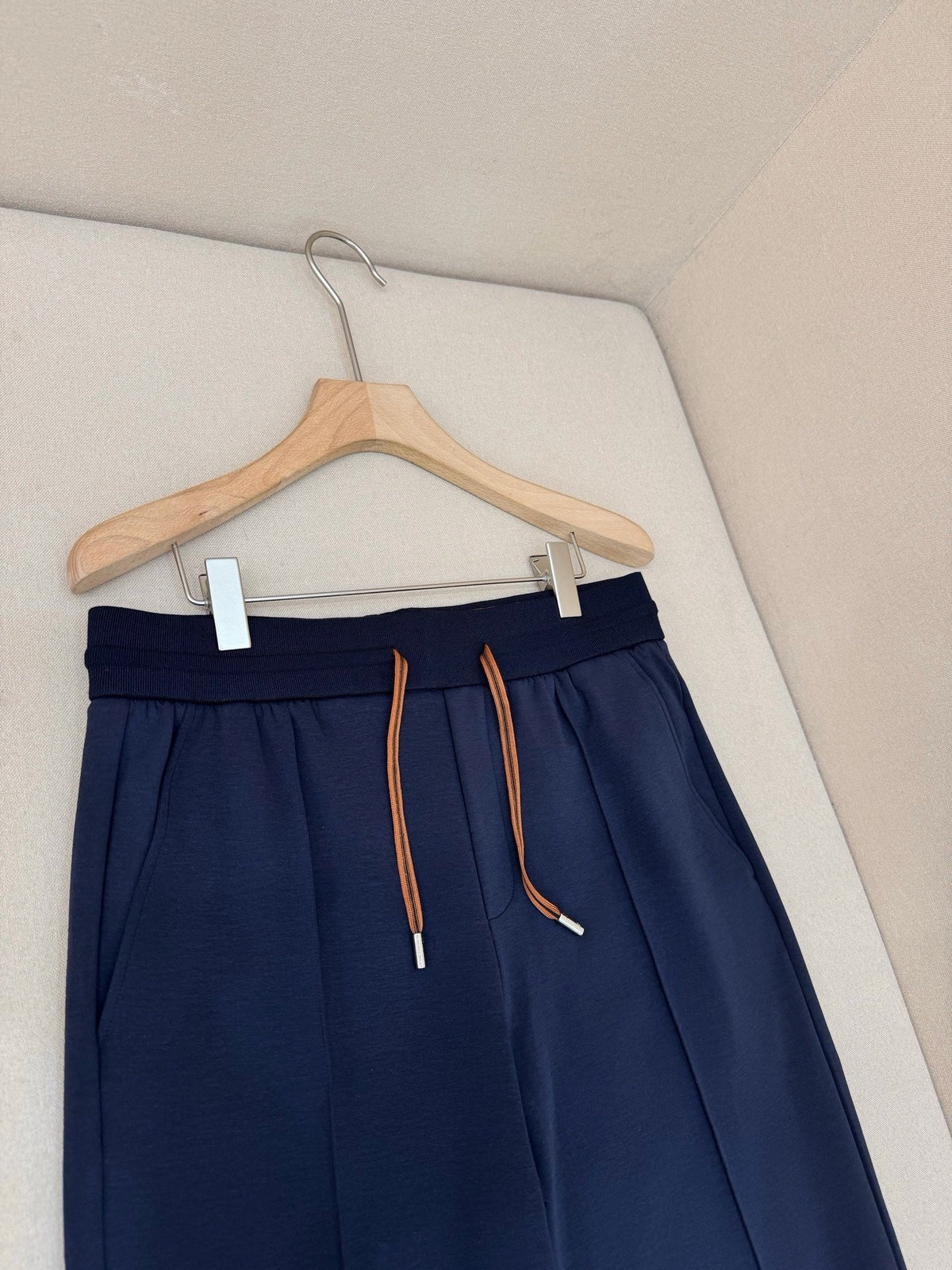 Cream Cotton Drawstring Wide-Leg - Men's