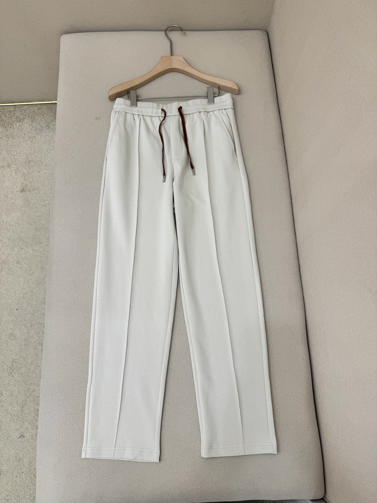 Cream Cotton Drawstring Wide-Leg - Men's
