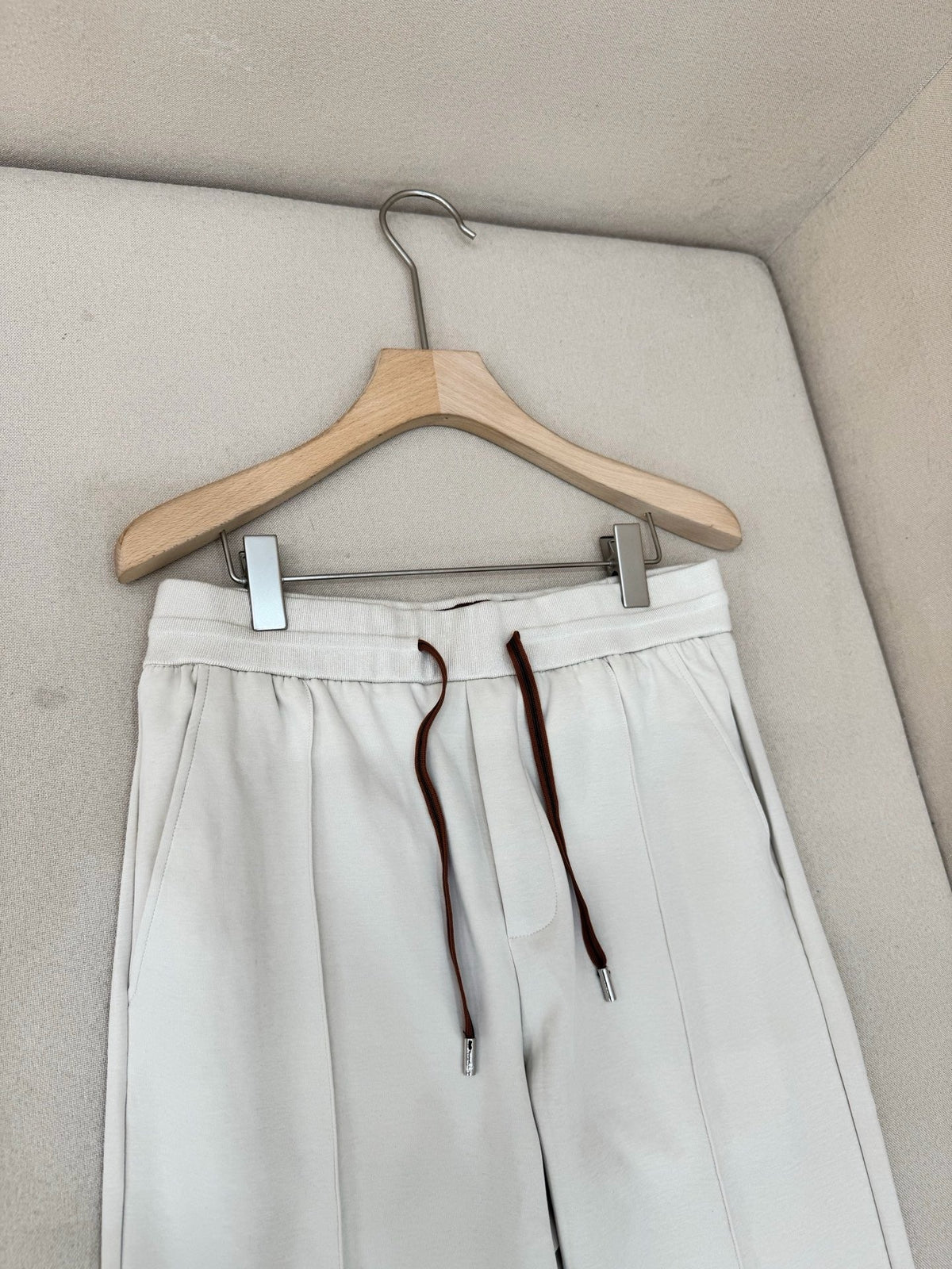 Cream Cotton Drawstring Wide-Leg - Men's