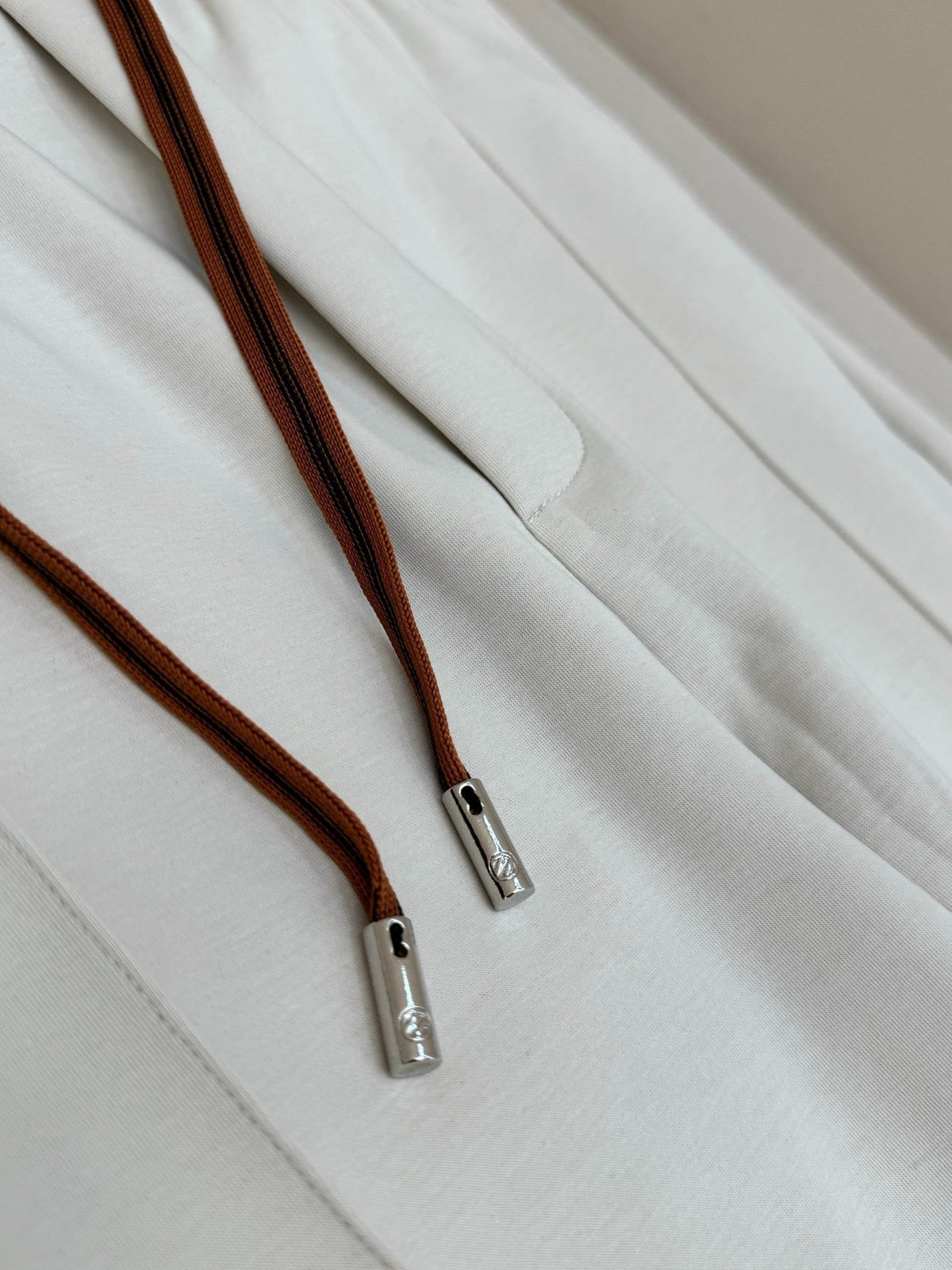 Cream Cotton Drawstring Wide-Leg - Men's