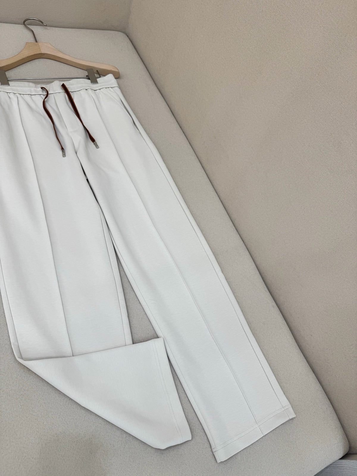 Cream Cotton Drawstring Wide-Leg - Men's