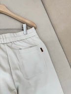 Cream Cotton Drawstring Wide-Leg - Men's