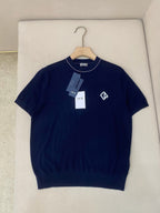 Navy Knit Chest Logo Short-Sleeve - Men's