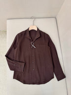 Brown Cotton Camp Collar Long-Sleeve - Men's