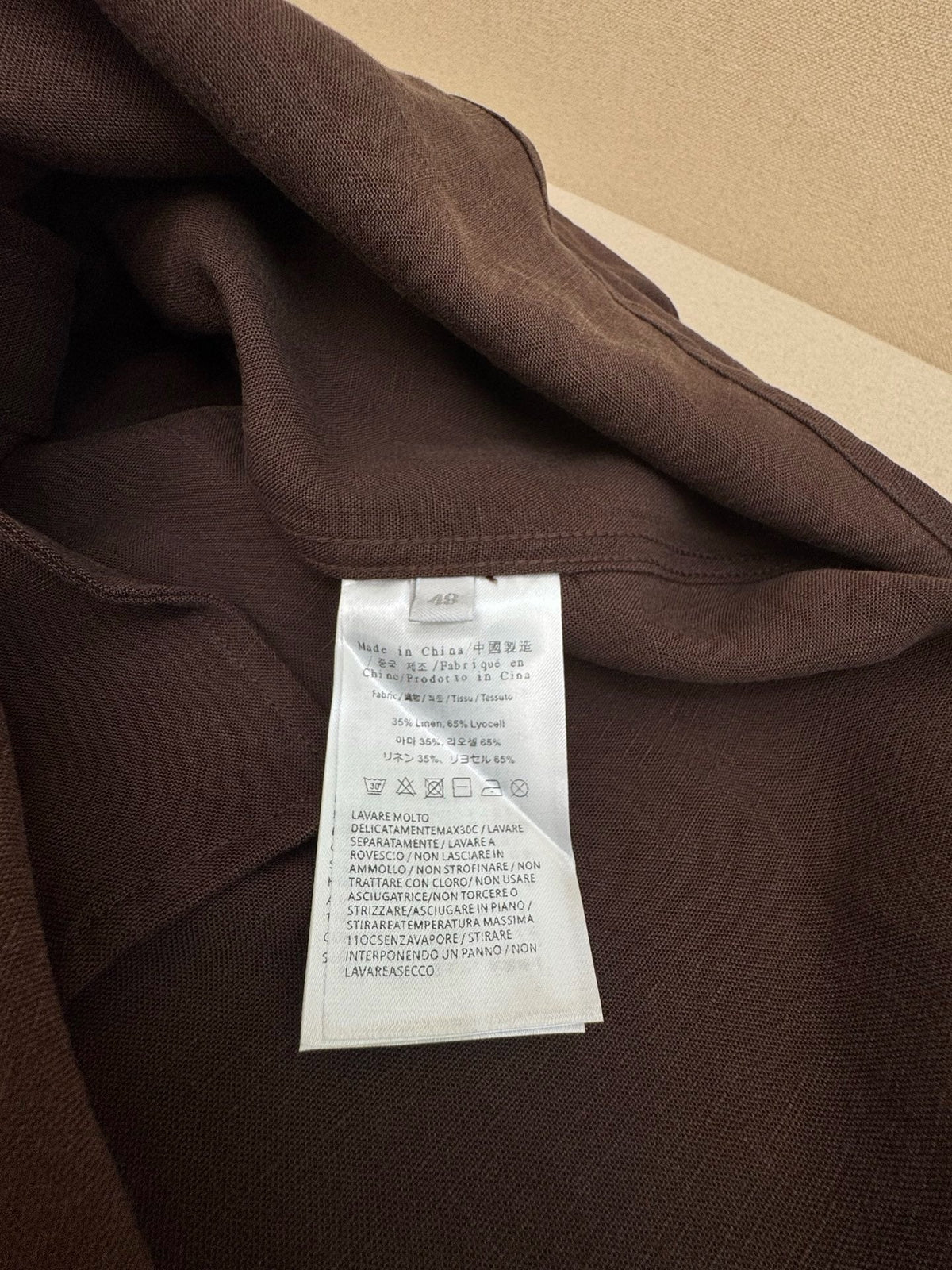Brown Cotton Camp Collar Long-Sleeve - Men's