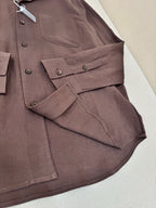 Brown Cotton Camp Collar Long-Sleeve - Men's