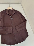 Brown Cotton Camp Collar Long-Sleeve - Men's