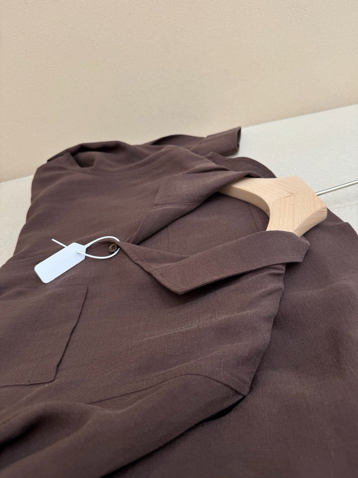 Brown Cotton Camp Collar Long-Sleeve - Men's