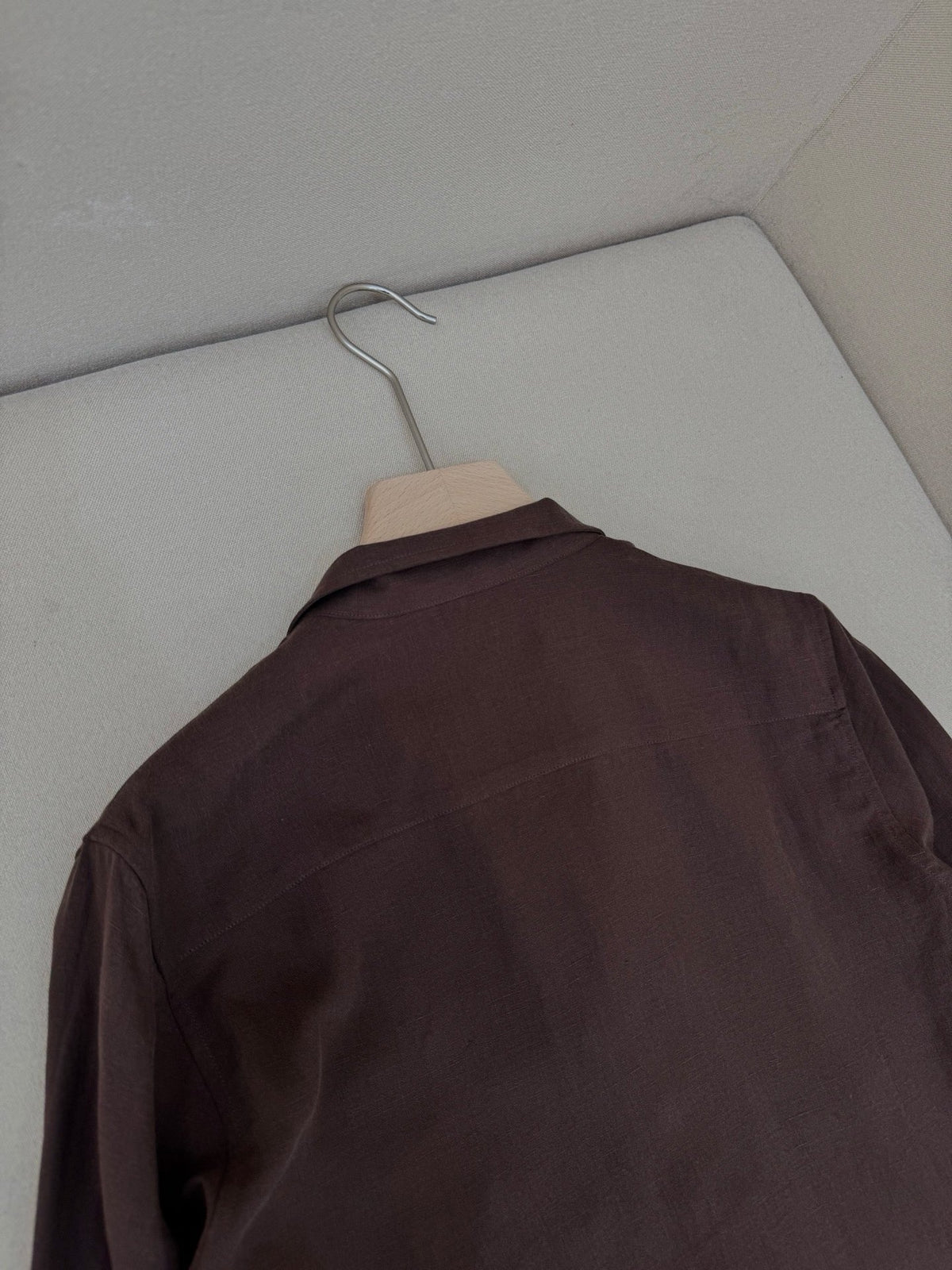Brown Cotton Camp Collar Long-Sleeve - Men's