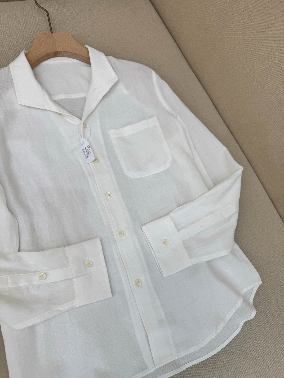 Brown Cotton Camp Collar Long-Sleeve - Men's